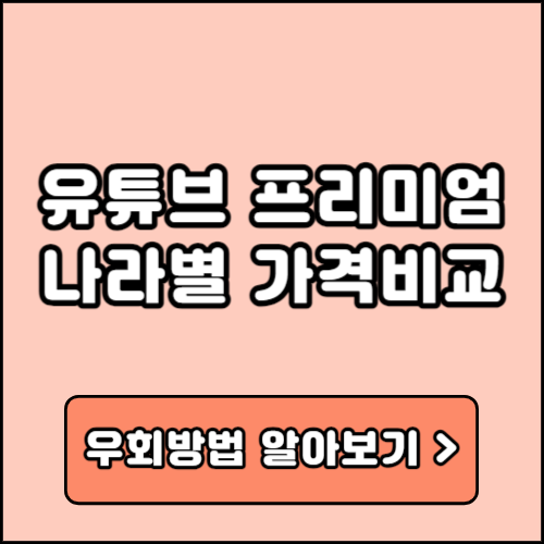 유튜브 우회방법 및 국가별 유튜브 프리미엄 가격비교