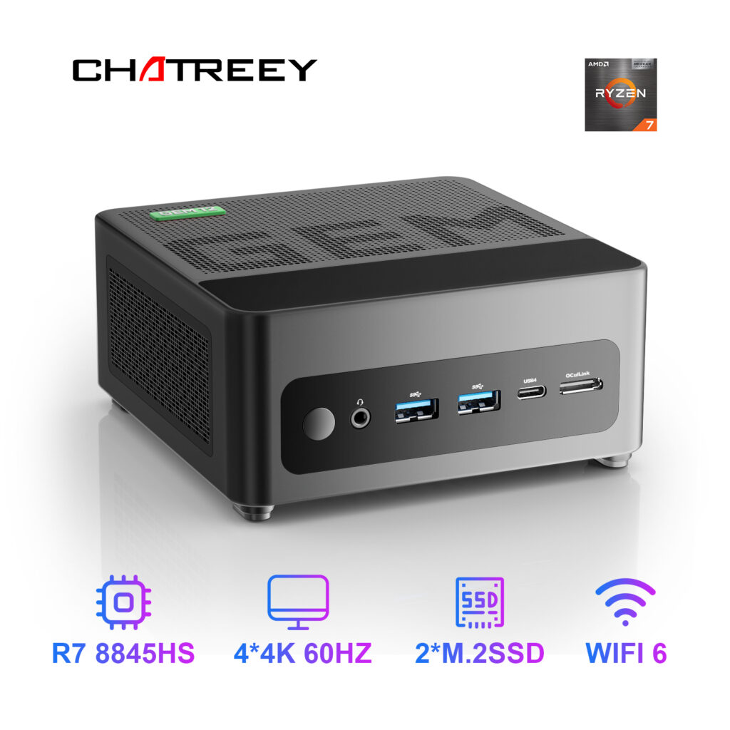 Chatreey GEM 미니 PC R7 8845HS 7840HS 780M R9 6900HX 680M 게임용 데스크탑 컴퓨터(WiFi 6/블루투스 5.2/OCuiLink/HDMI/USB 4 포함) 내돈내산